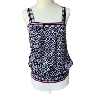 WHBM White House Black Market Cami Sleeveless Floral Blouse Elastic Waist XXS